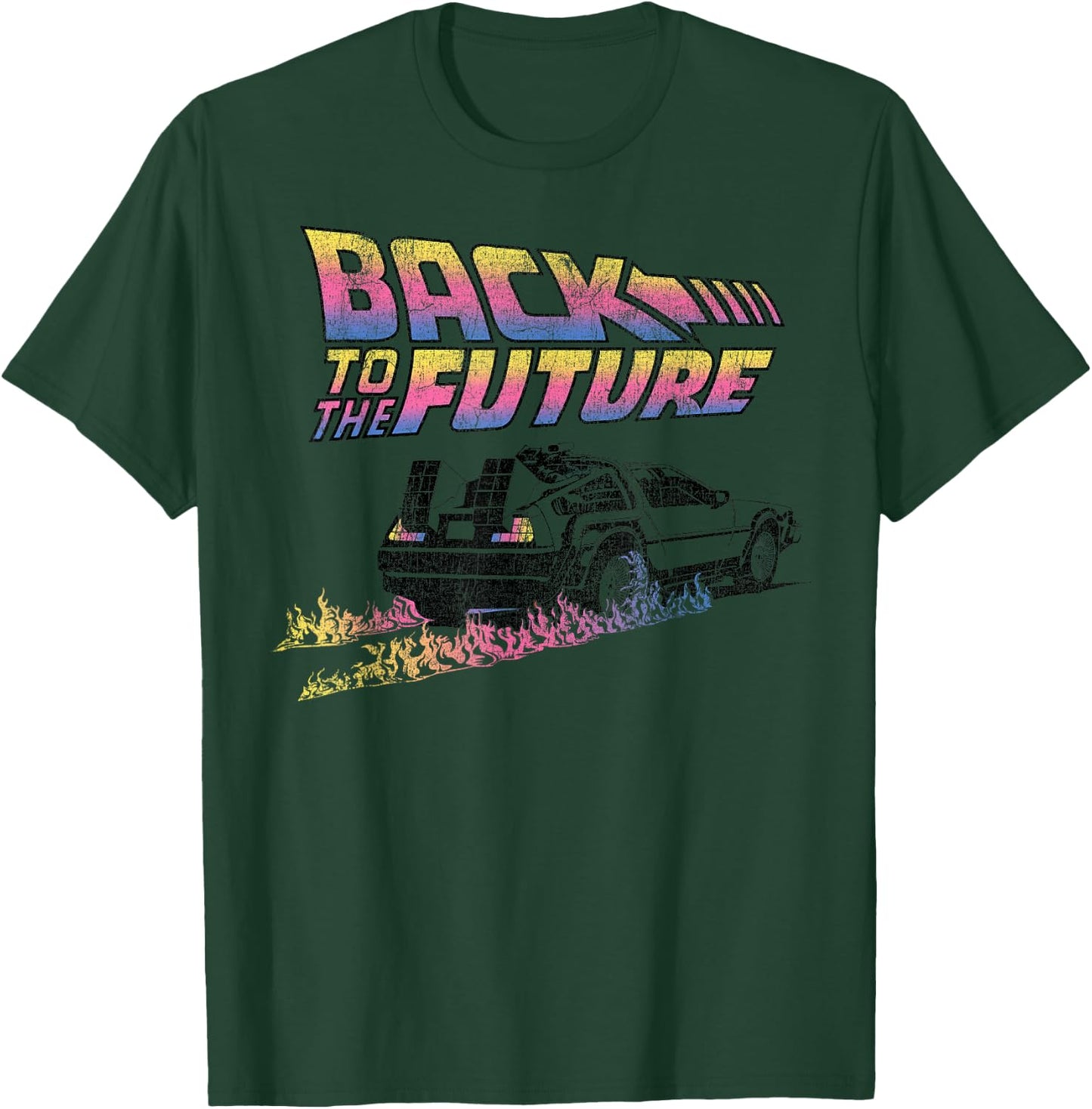 Back to The Future Delorean Flames Small T-Shirt - T-Shirt | Forest