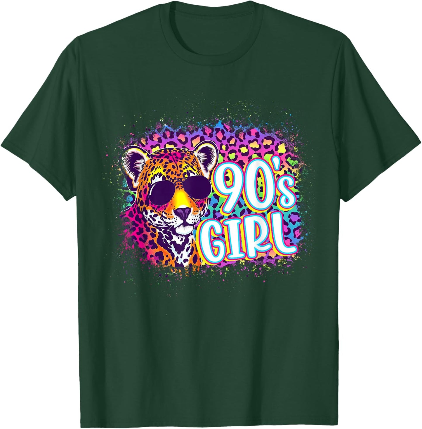 90's Girl Birthday Party Rainbow Leopard Print 1990s Women T-Shirt - T-Shirt | Forest