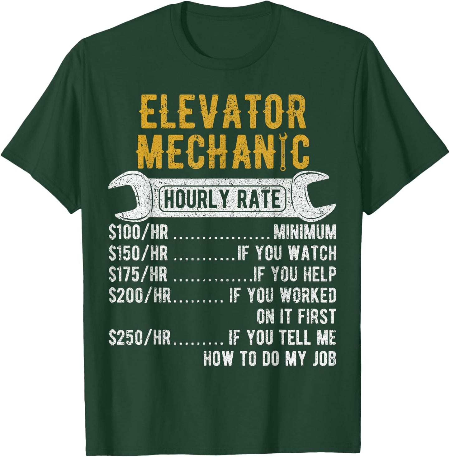 Elevator Mechanic Maintenance Rate Technician T-Shirt - T-Shirt | Forest