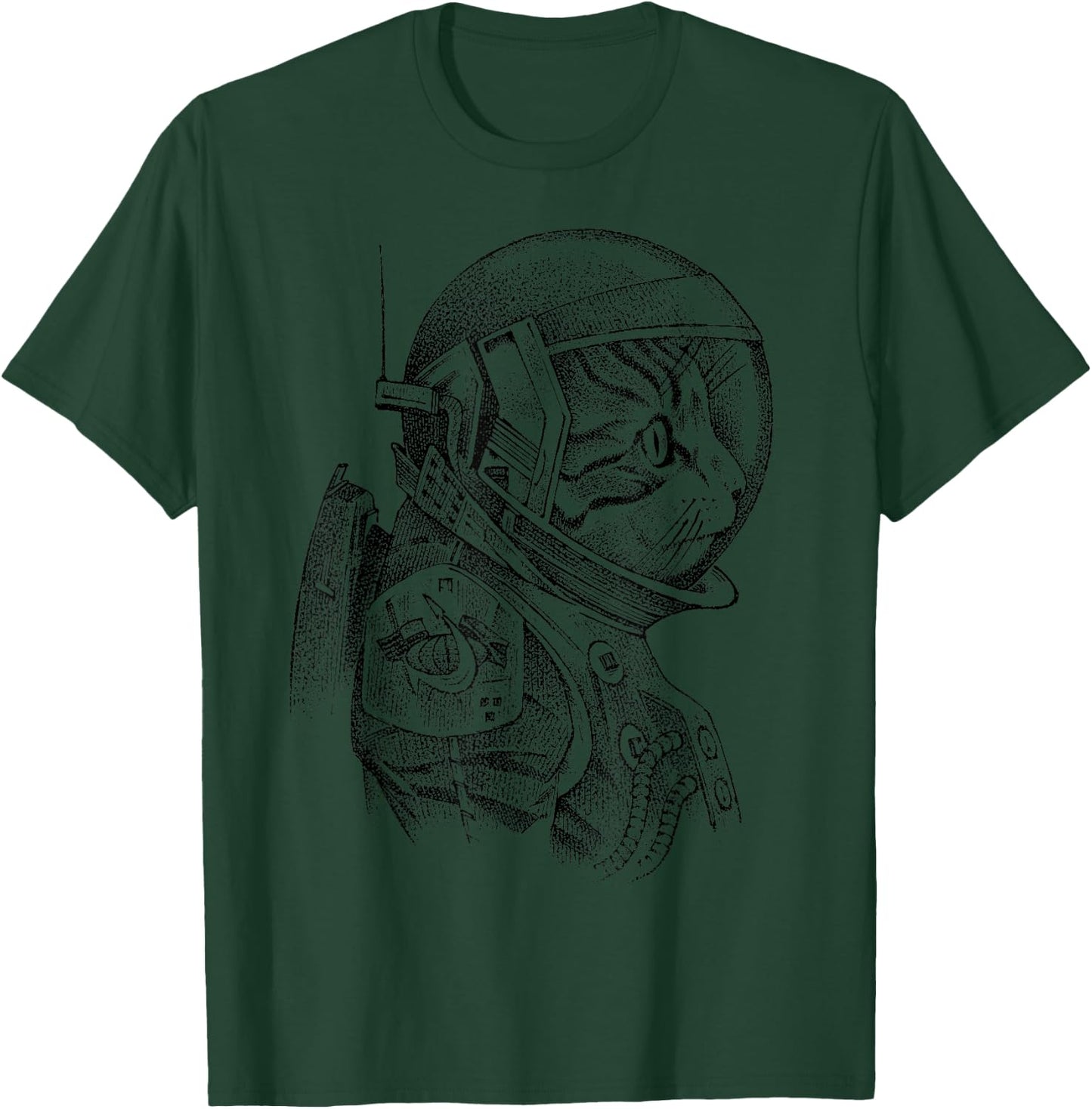 Cat Sketch Astronaut Vintage Spacesuit T-Shirt - T-Shirt | Forest