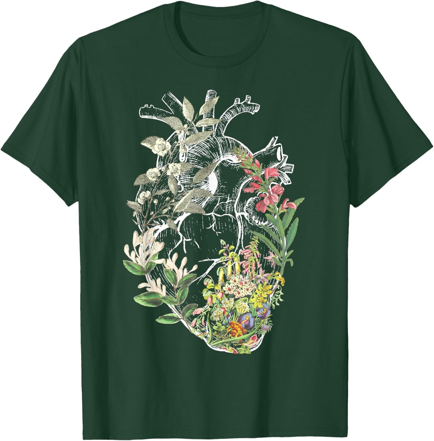 Anatomical Heart And Flowers Show Your Love T-Shirt - T-Shirt | Forest