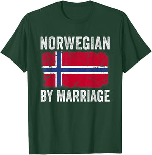 Norwegian By Marriage Norway Flag Funny Husband Wife T-Shirt - T-Shirt | Forest