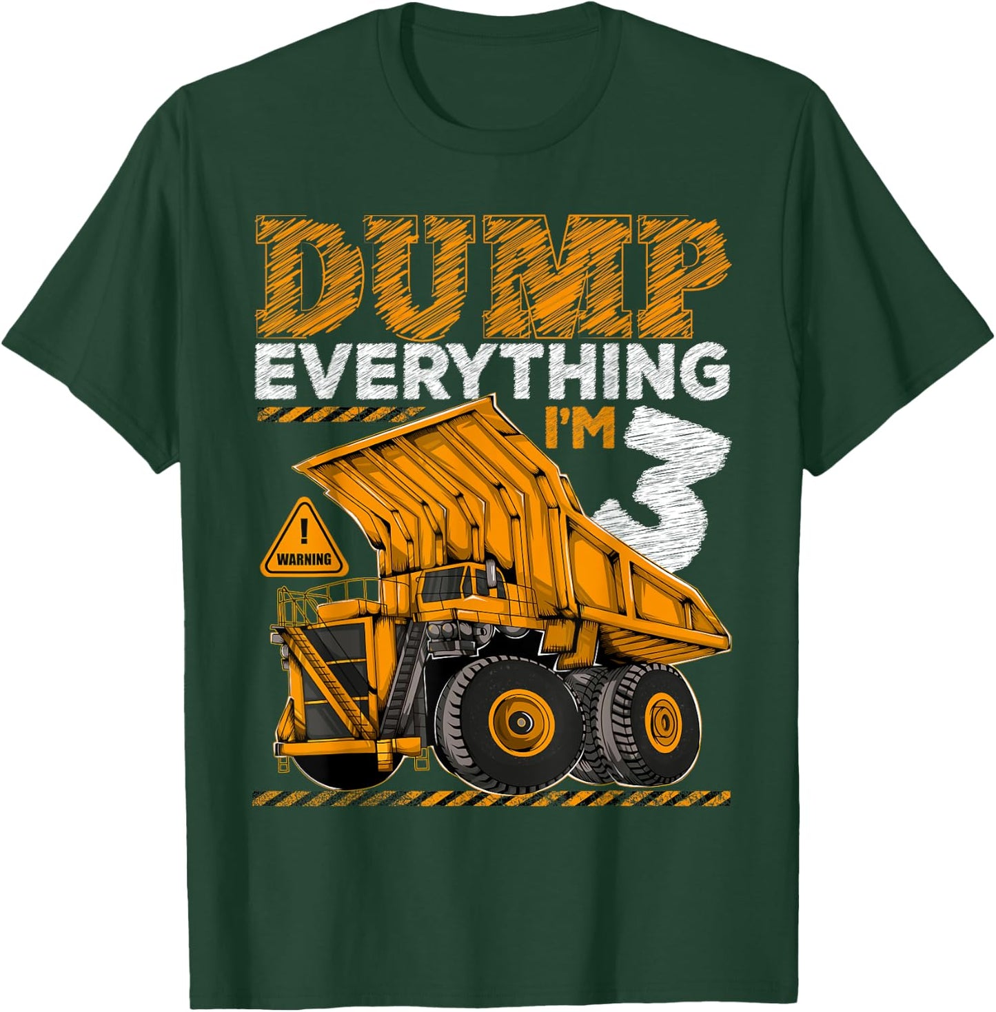 Kids 3 Years Old Construction Truck Dumper 3rd Birthday Boy T-Shirt - T-Shirt | Forest