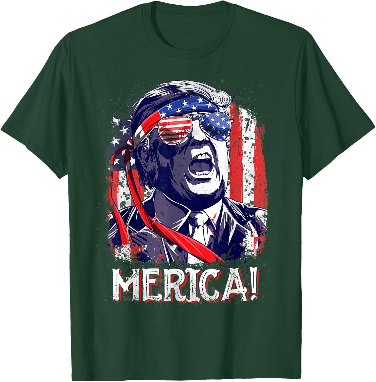 Trump 4th of July Merica Men Women USA American Flag Vintage T-Shirt - T-Shirt | Forest