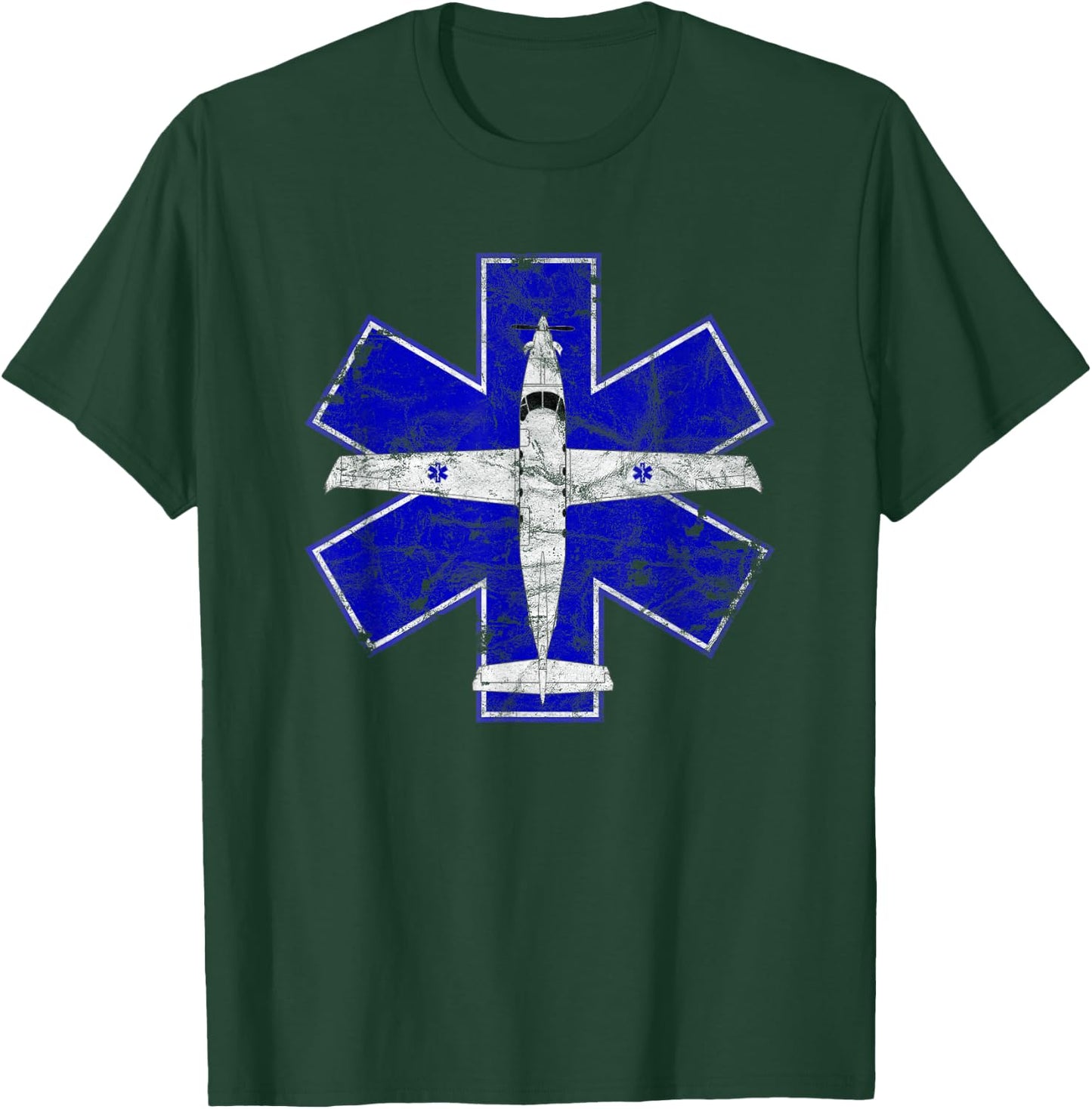 PC-12 MedEvac Flight Airplane EMS Star of Life Vintage T-Shirt - T-Shirt | Forest