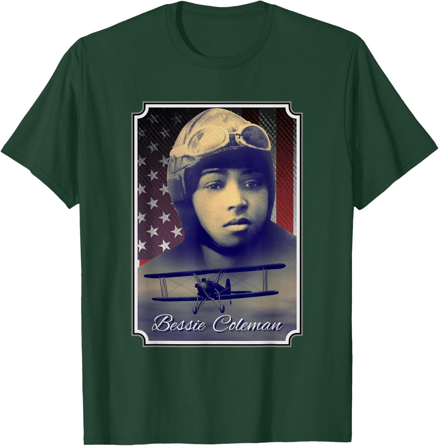 Bessie Coleman Aviation Pioneer Historic Black Pilot T-Shirt - T-Shirt | Forest