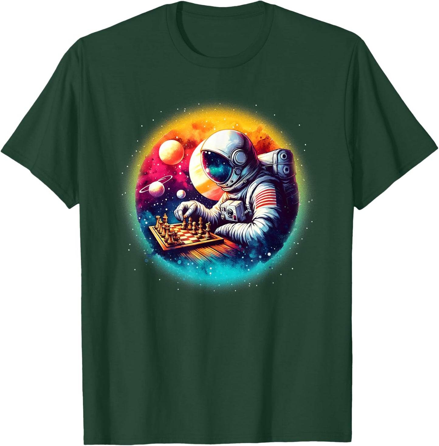 Astronaut Playing Chess in Space Boys Girls Kids T-Shirt - T-Shirt | Forest