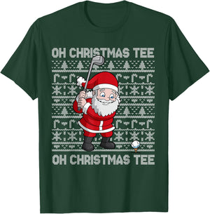 Golf Oh Christmas Santa Claus Golfer Golfing Short Sleeve T-Shirt - T-Shirt | Forest