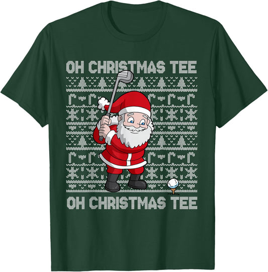 Golf Oh Christmas Santa Claus Golfer Golfing Short Sleeve T-Shirt - T-Shirt | Forest