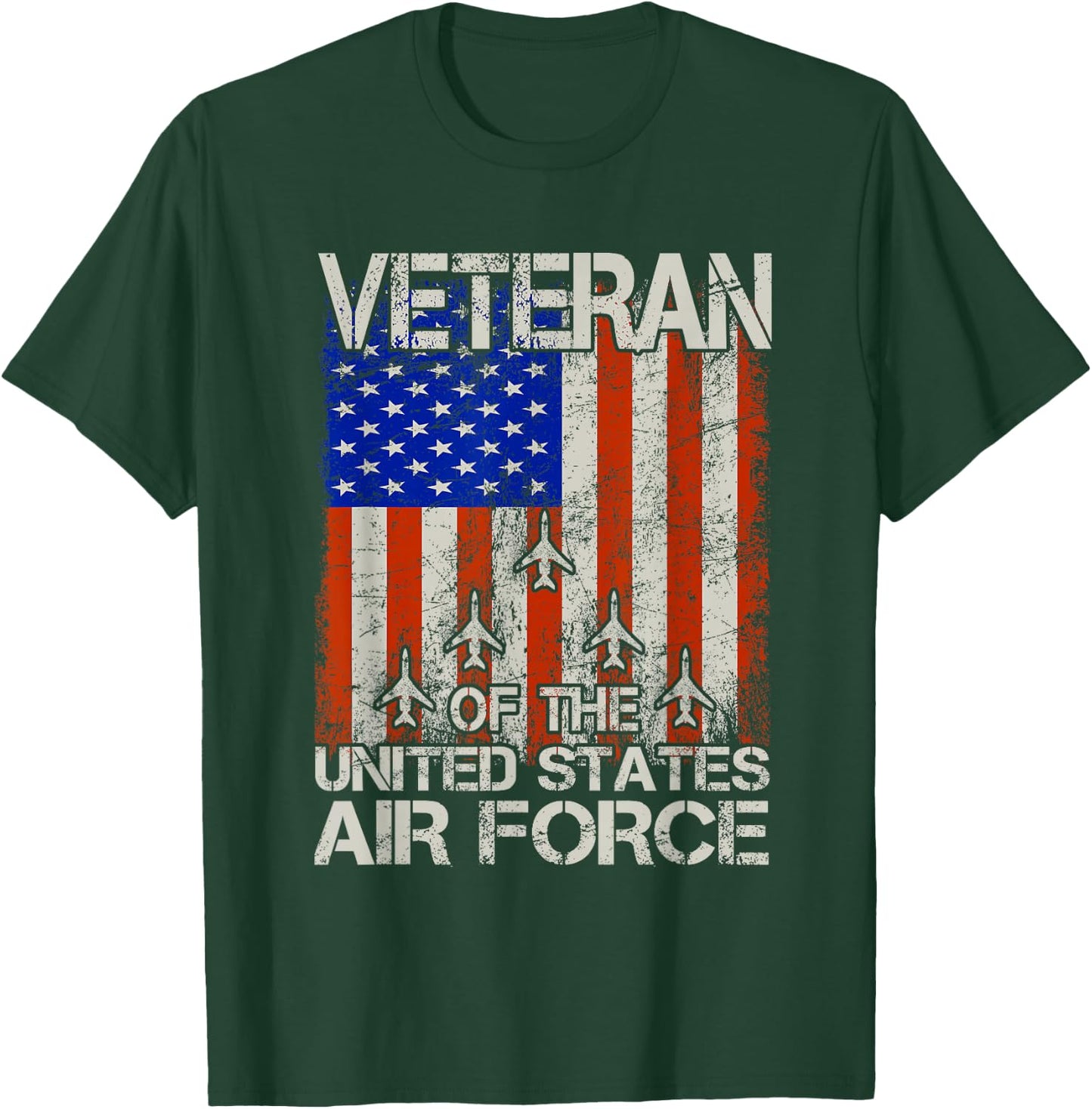 Veteran of the United States Air Force USAF Retro US Flag T-Shirt - T-Shirt | Forest