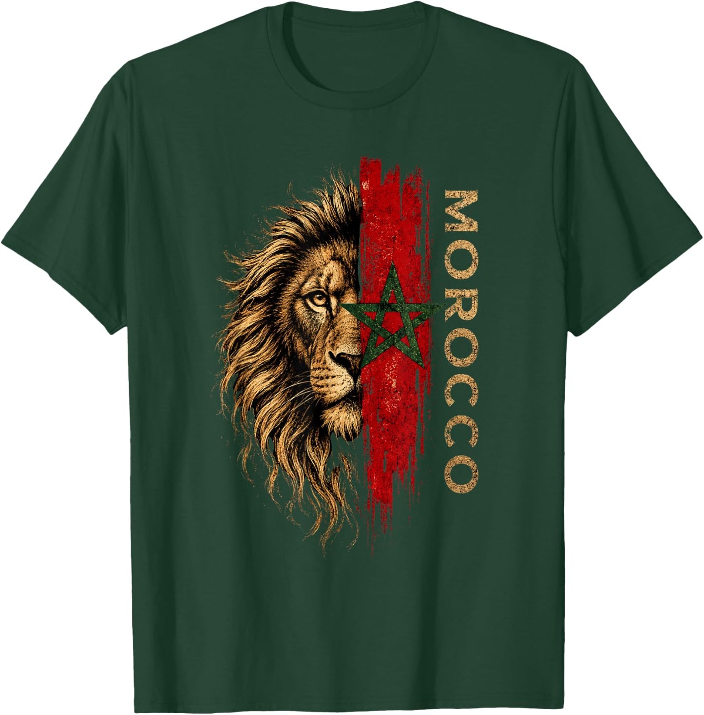 Morocco Lion Pride Vintage Patriotic Moroccan Heritage T-Shirt - T-Shirt | Forest