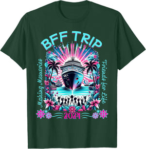 Fun Matching BFF Girls Trip 2024 Friends Cruise 2024 T-Shirt - T-Shirt | Forest