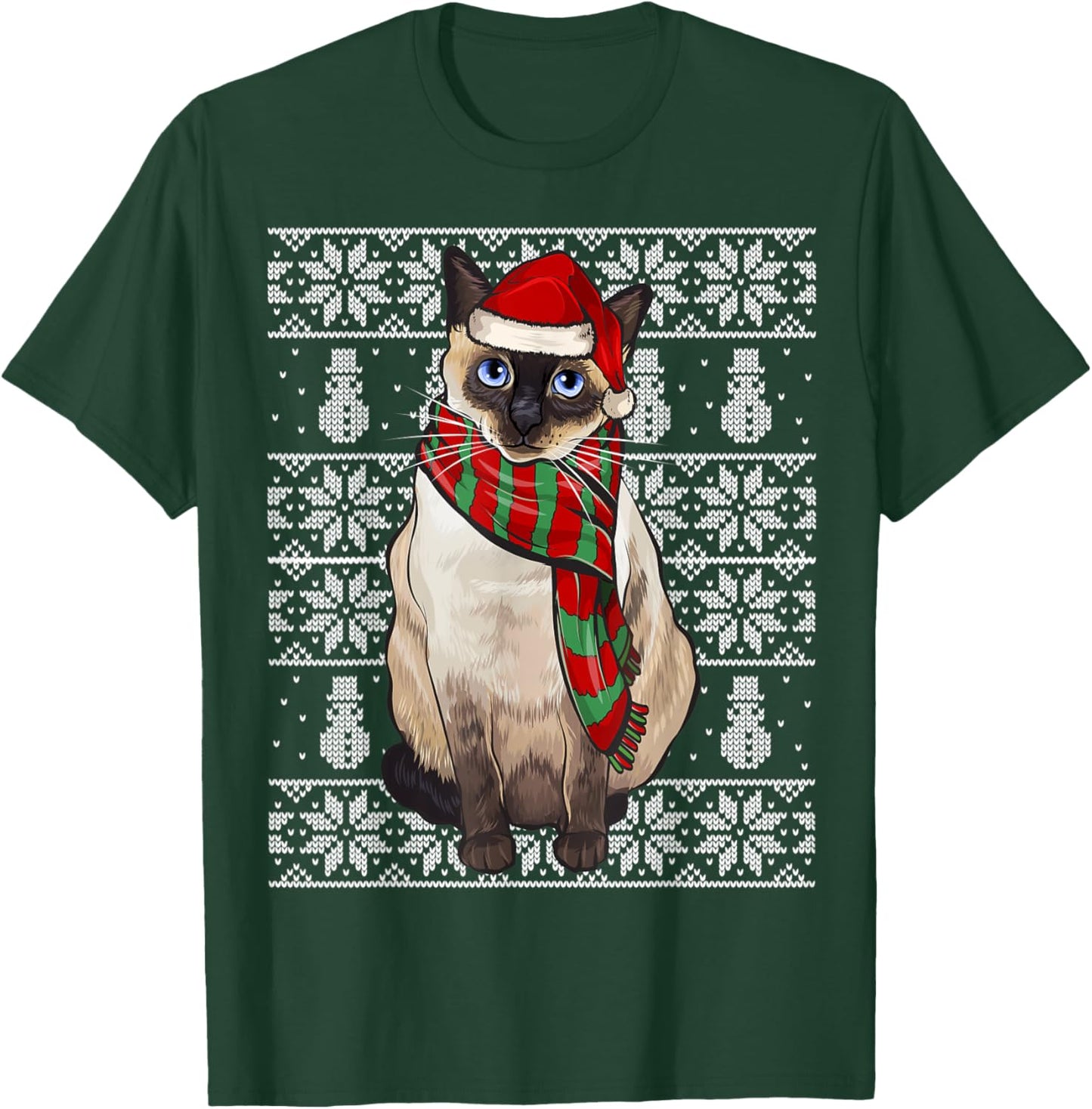Santa Hat Xmas Siamese Cat Ugly Christmas Women T-Shirt - T-Shirt | Forest