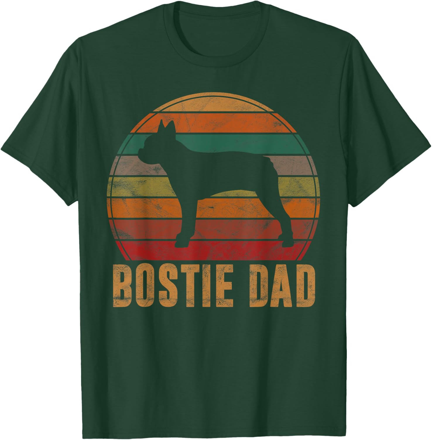 Retro Boston Terrier Dad Gift Dog Owner Pet Bostie Father T-Shirt - T-Shirt | Forest