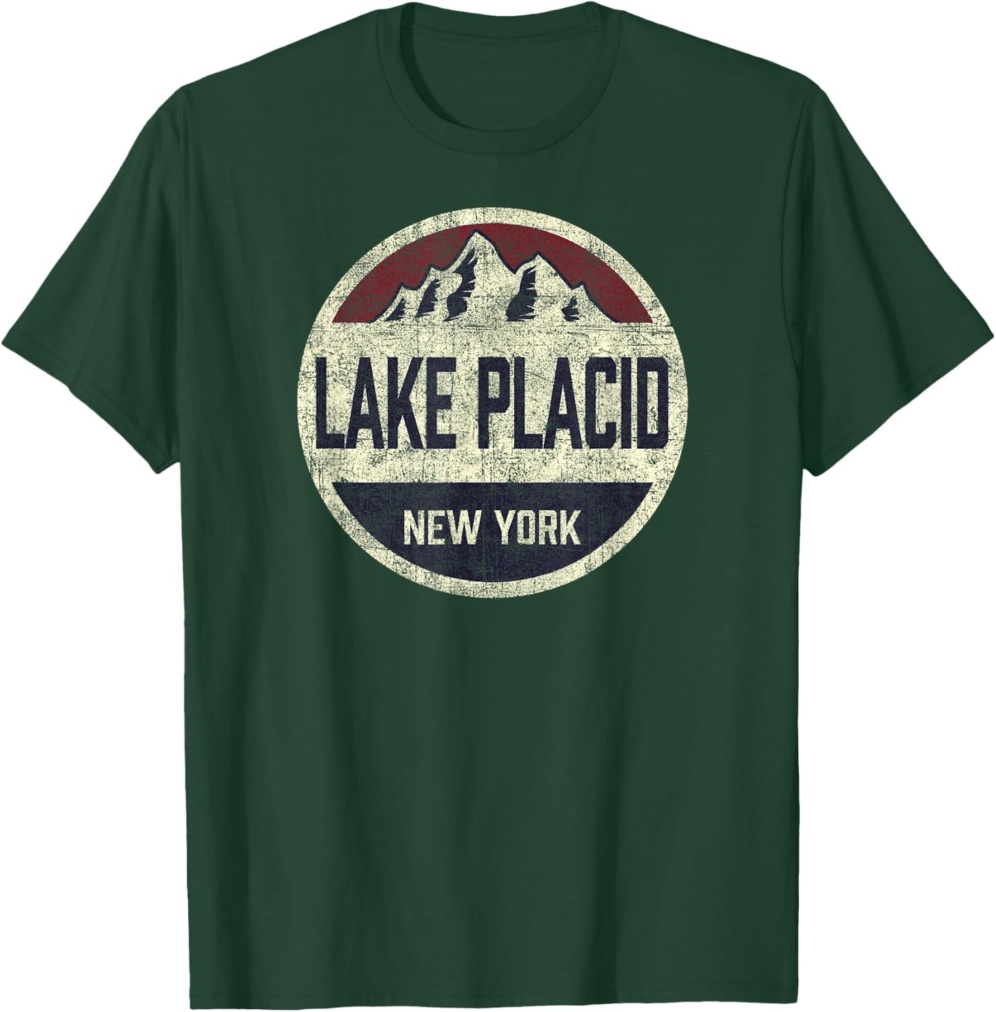 Vintage Retro Lake Placid New York Mountain Circle Ski T-Shirt - T-Shirt | Forest