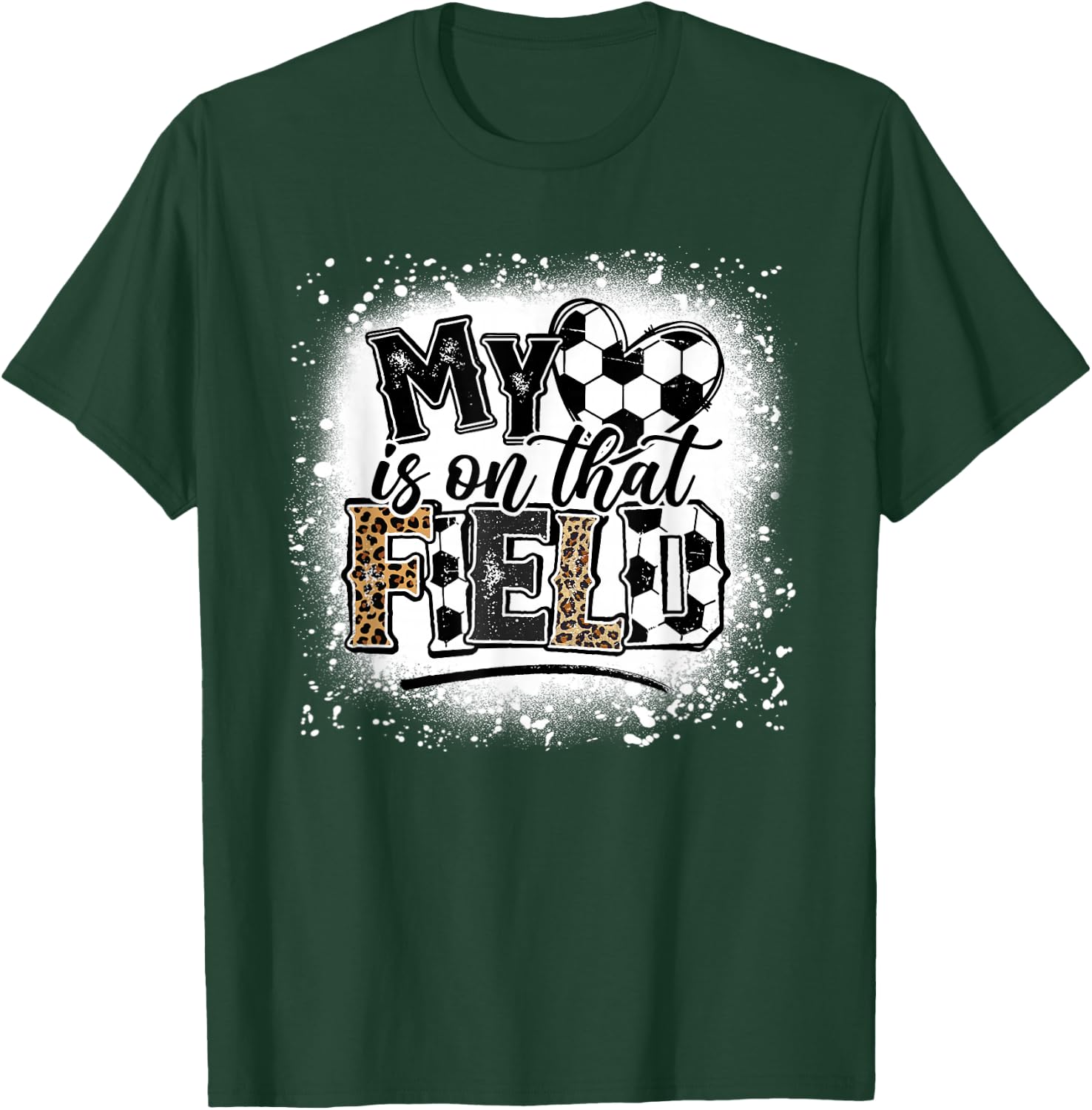 Leopard My Heart Is On That Field Soccer Love Game Day Vibes T-Shirt - T-Shirt | Forest