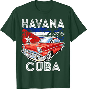 Cool Havana Cuba Classic Retro Vintage Muscle Cars Graphic T-Shirt - T-Shirt | Forest