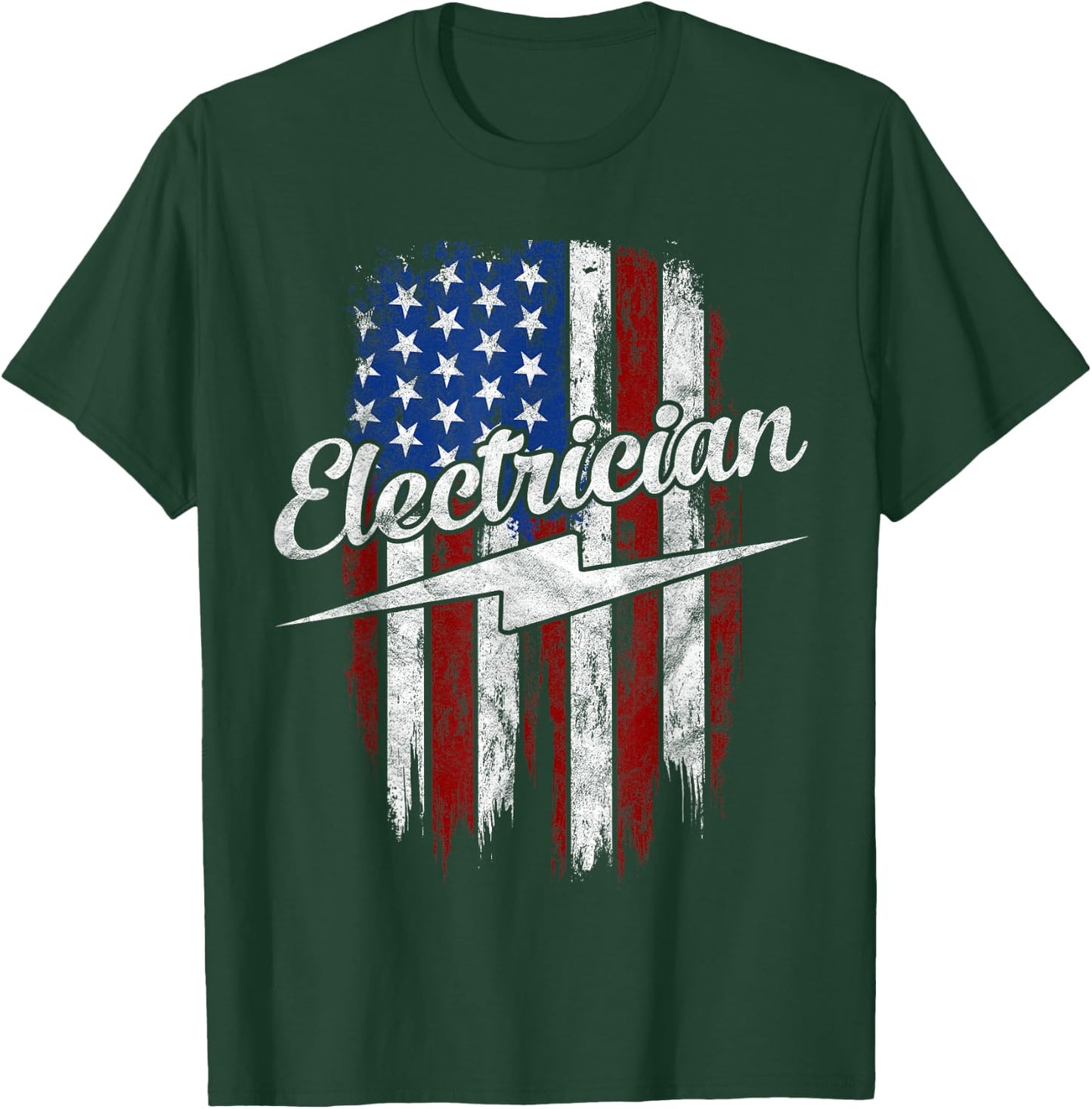 Electrician American Flag Electrical Gift Usa Patriot T-Shirt - T-Shirt | Forest