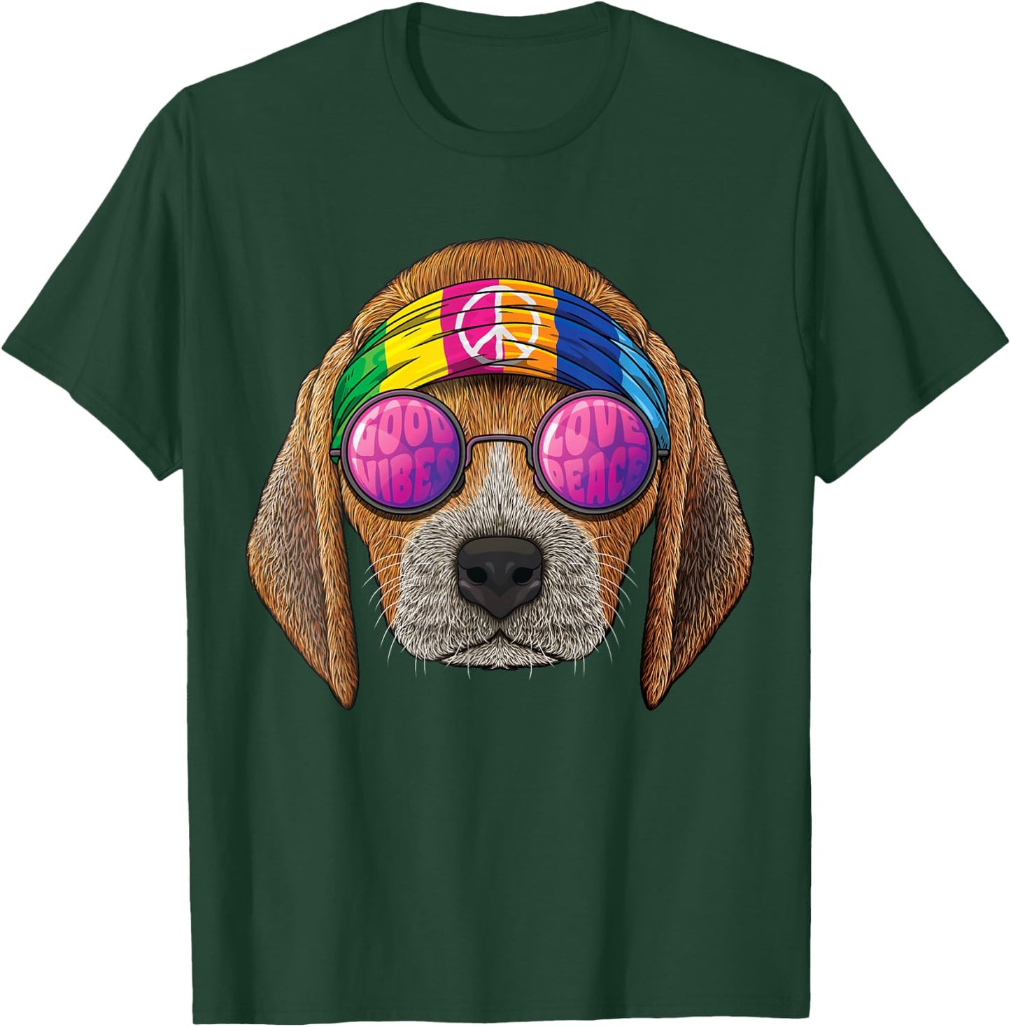 Hippie Beagle Love Peace Sign 70s Hippie Dog Women Girls Kids T-Shirt - T-Shirt | Forest