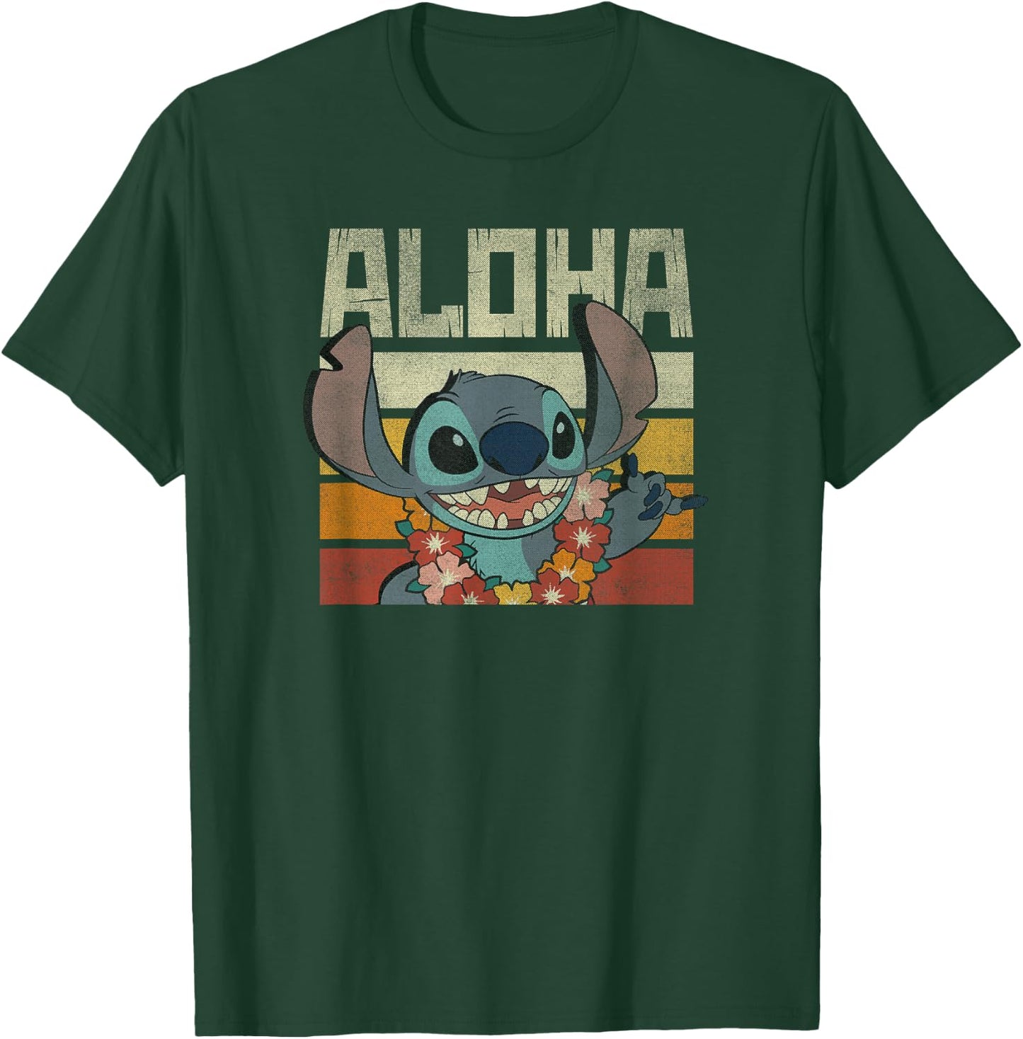 Disney Lilo & Stitch Aloha Color Gradient T-Shirt - T-Shirt | Forest