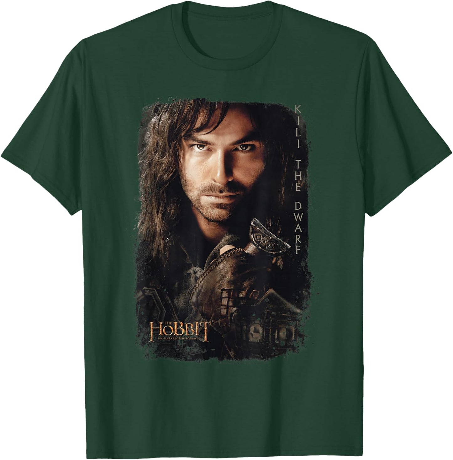 Warner Bros. Hobbit Kili Poster -Adults, Kids Grey Cotton, Polyester Short Sleeve Classic Fit T-Shirt - T-Shirt | Forest