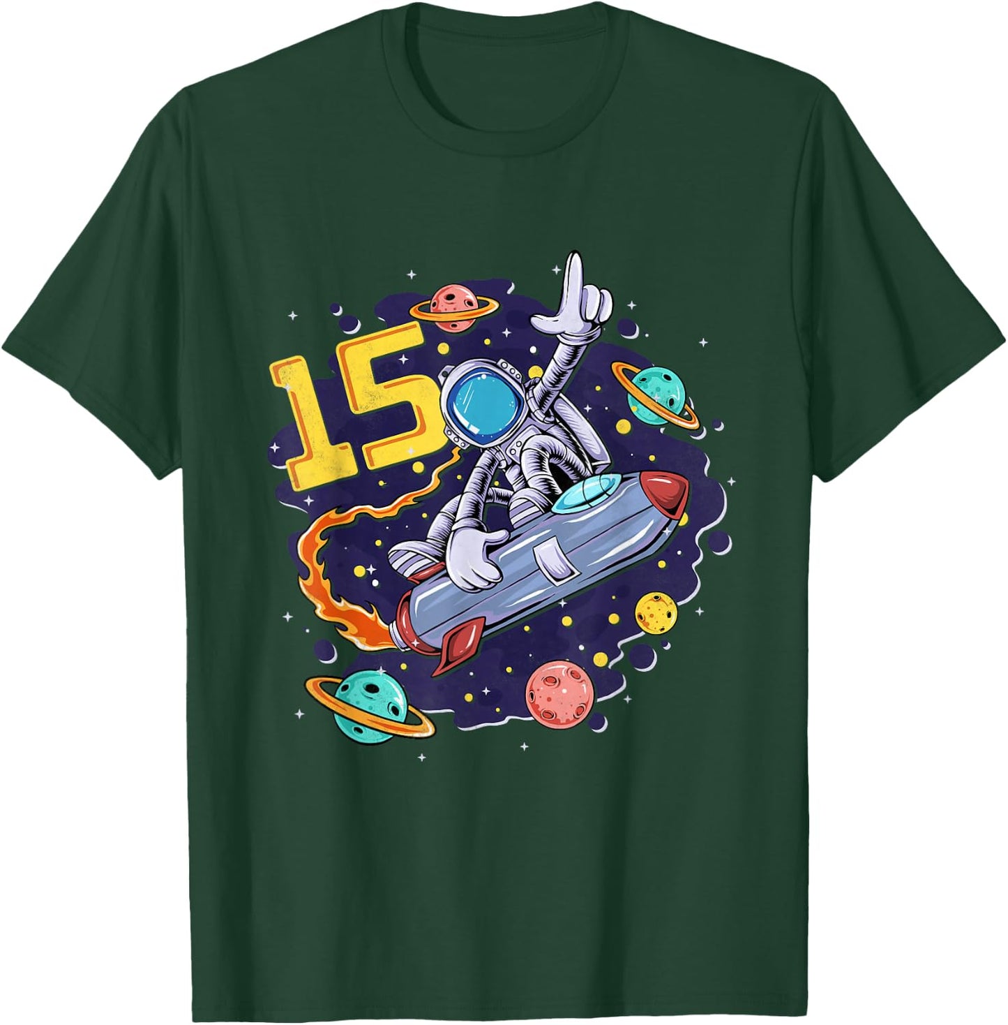 15 Years Old Space Shuttle Astronaut 15th Birthday T-Shirt - T-Shirt | Forest