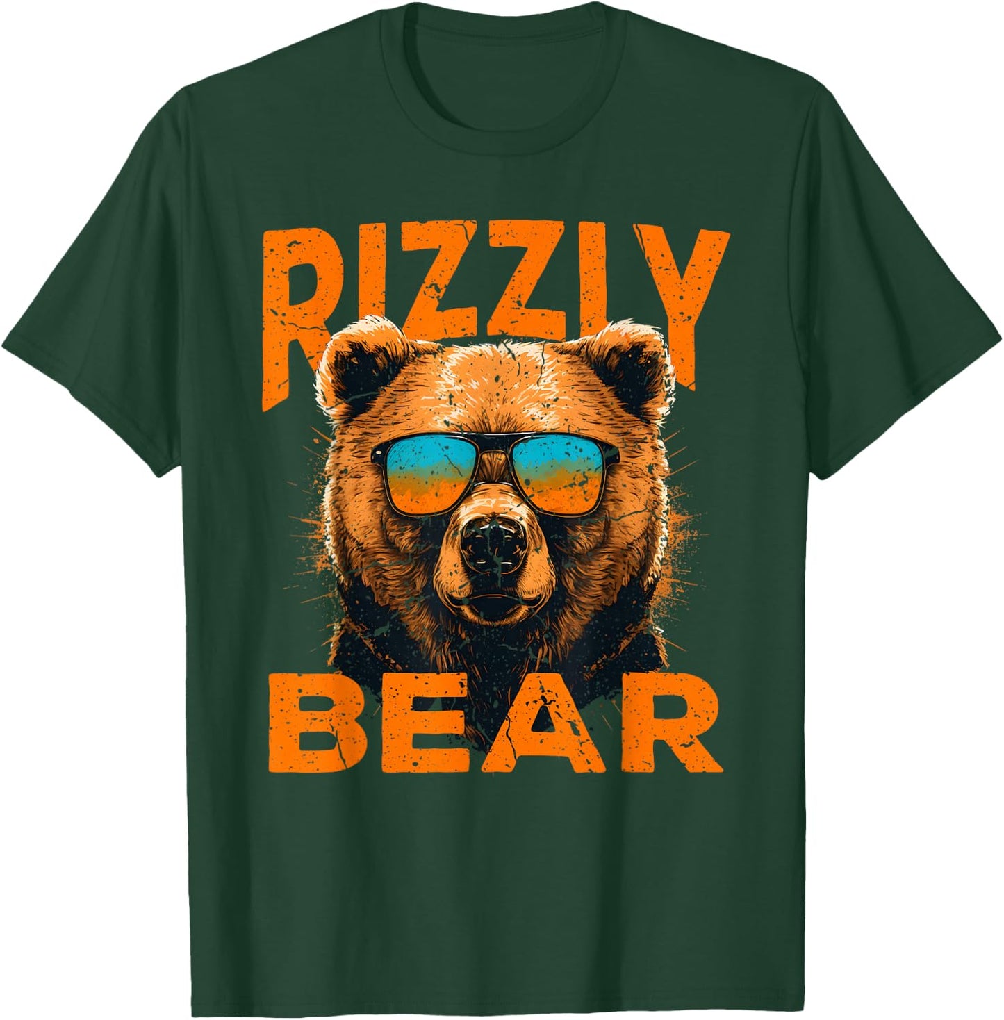Rizzly Bear Cool Grizzly Bear Wearing Sunglasses Funny Meme T-Shirt - T-Shirt | Forest
