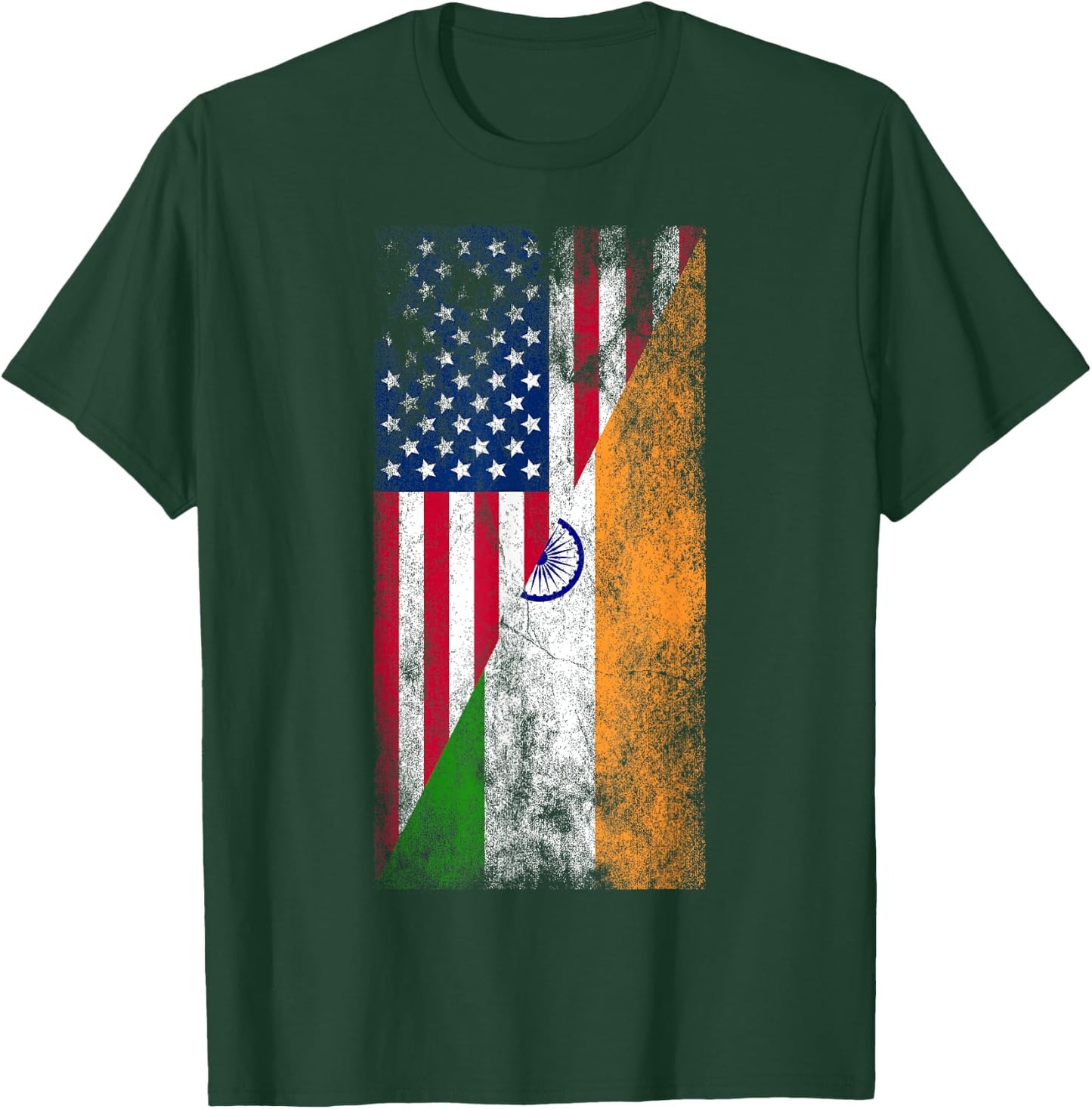 USA & India Flags - United States of America, Indian T-Shirt - T-Shirt | Forest