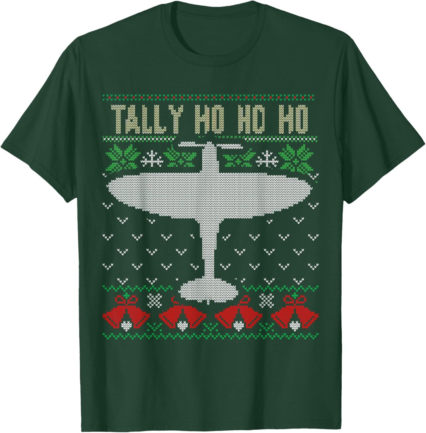 Spitfire Christmas Ugly Jumper Style Airplane Aircraft Plane T-Shirt - T-Shirt | Forest