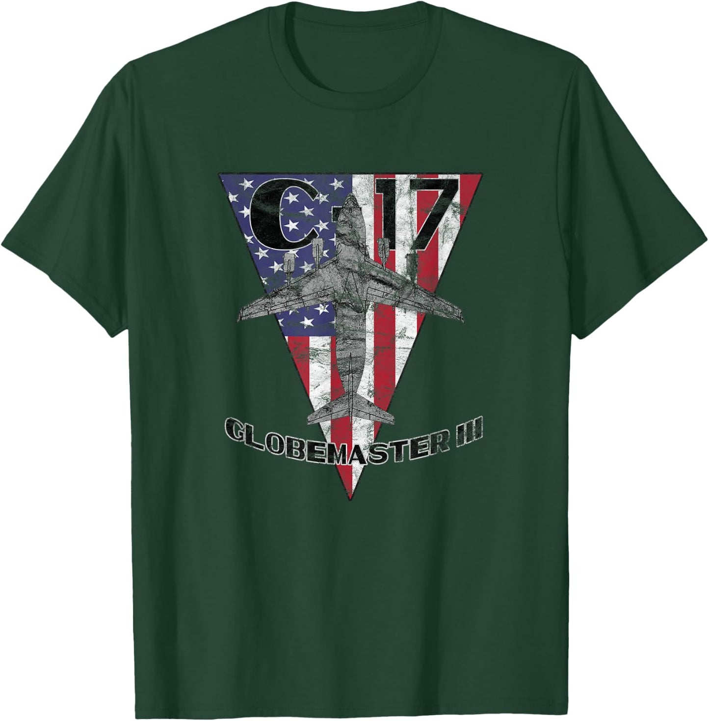 C-17 Globemaster III Patriotic Vintage Military Aircraft T-Shirt - T-Shirt | Forest