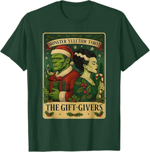 Christmas Frankenstein and Bride The Lovers Tarot Card T-Shirt - T-Shirt | Forest
