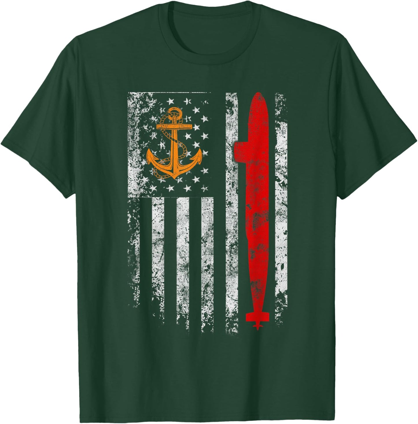 U.S Submarine Silent Service Veteran American Flag Vintage T-Shirt - T-Shirt | Forest