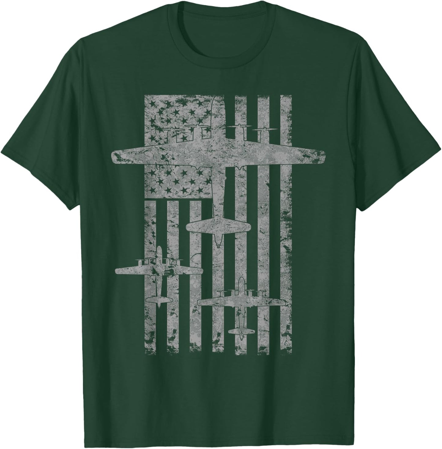 B-29 Superfortress Formation Vintage Patriotic Flag T-Shirt - T-Shirt | Forest