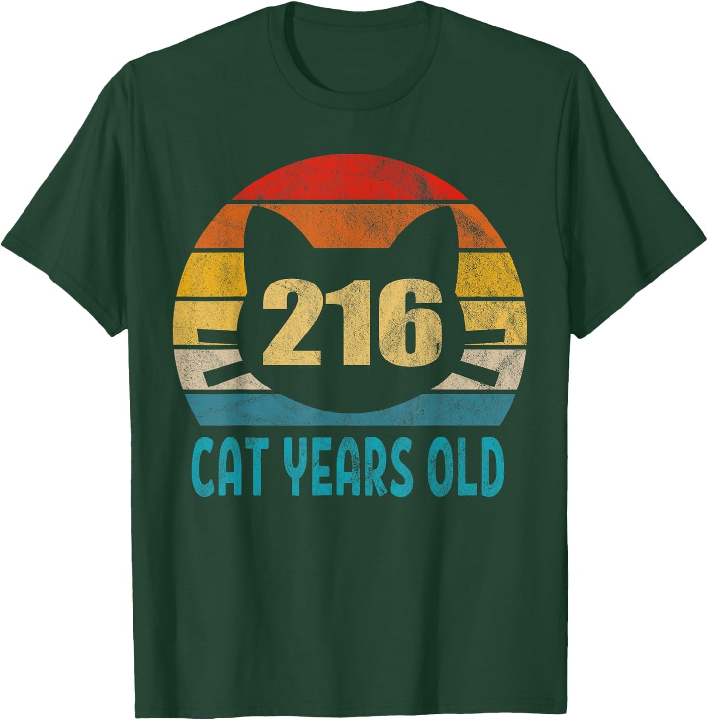 216 Cat Years Old Shirt Retro 50th Birthday Gift Cat Lovers T-Shirt - T-Shirt | Forest