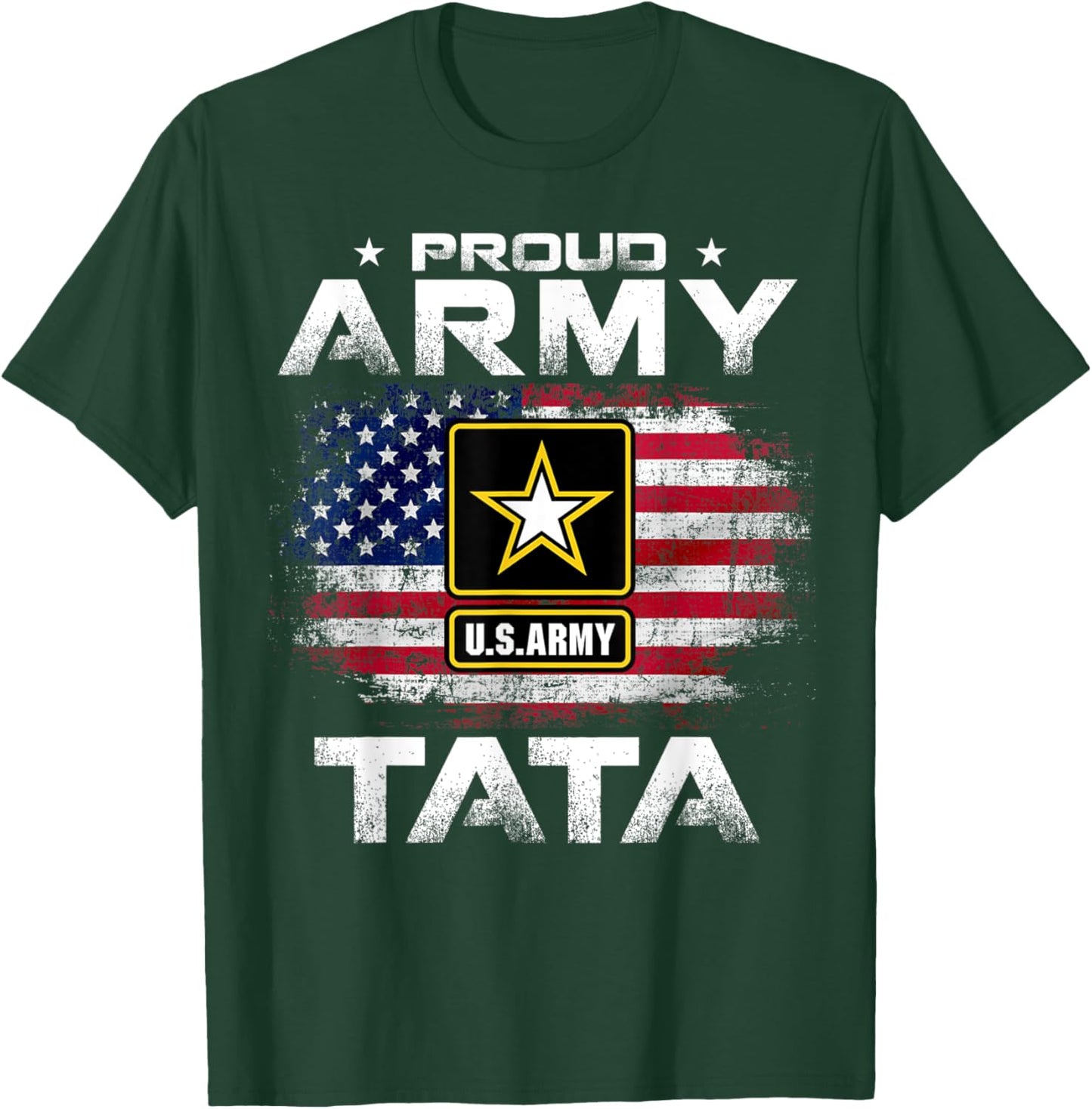 Proud Army Tata With American Flag For Veteran Gift Kids Men T-Shirt - T-Shirt | Forest
