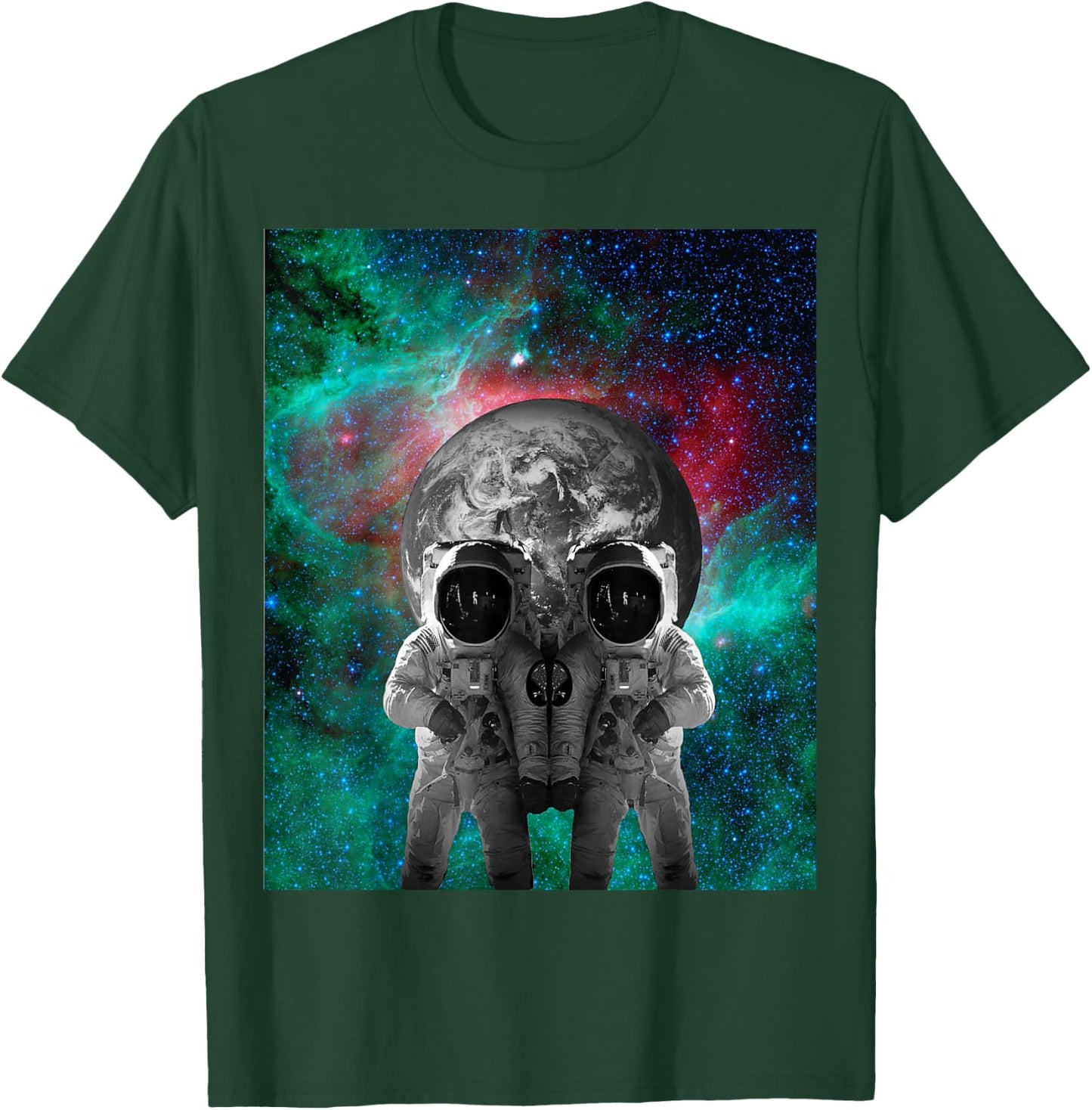 Astronauts in Space Skull Optical Illusion T-Shirt - T-Shirt | Forest