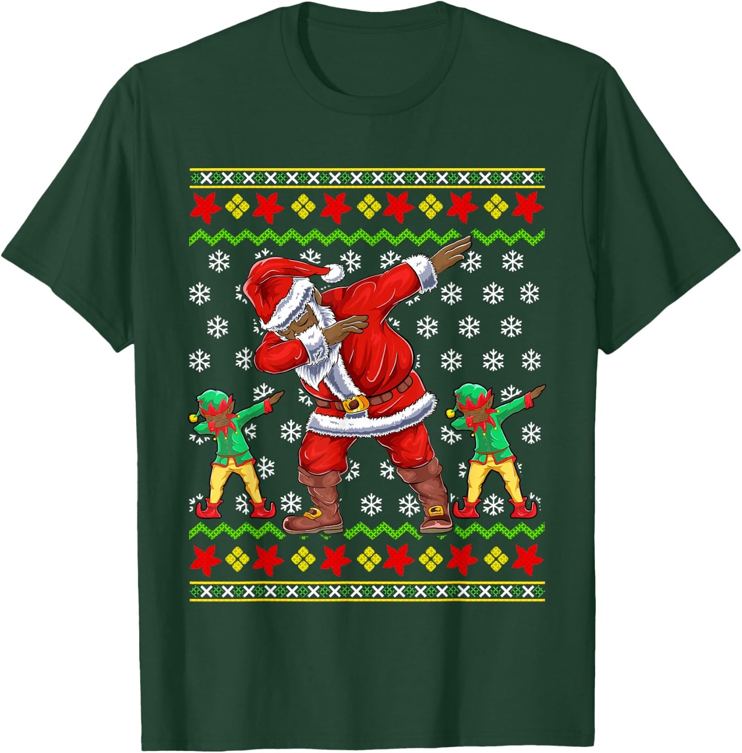 Christmas Black African American Santa Claus T-Shirt - T-Shirt | Forest