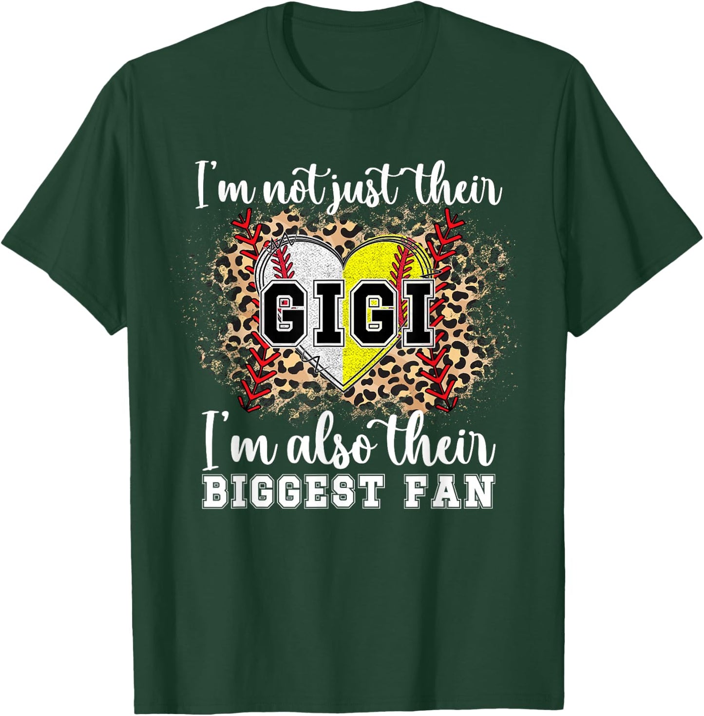 Their Biggest Fan Gigi Softball Baseball Gigi Grandma T-Shirt - T-Shirt | Forest