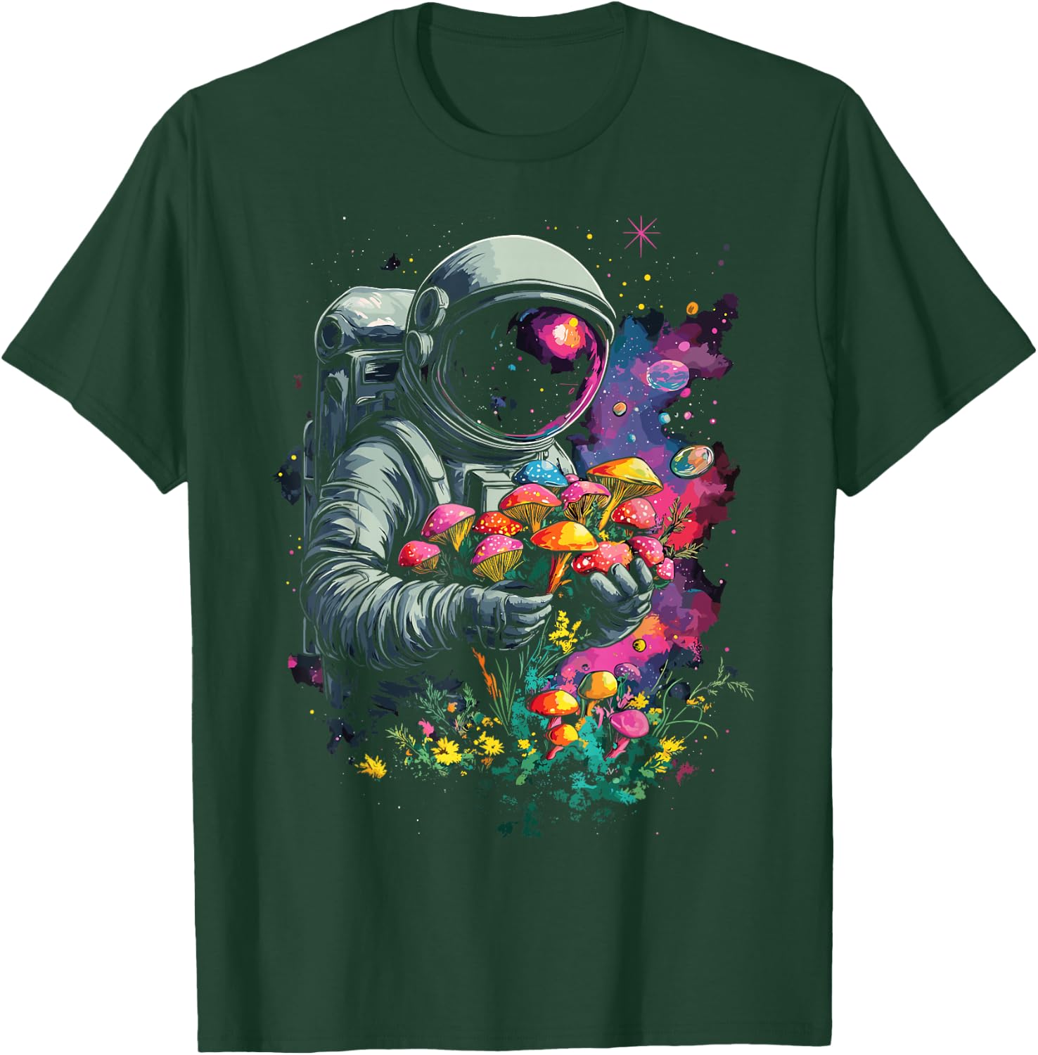 Trippy EDM Mushroom Astronaut Psychedelic T-Shirt - T-Shirt | Forest