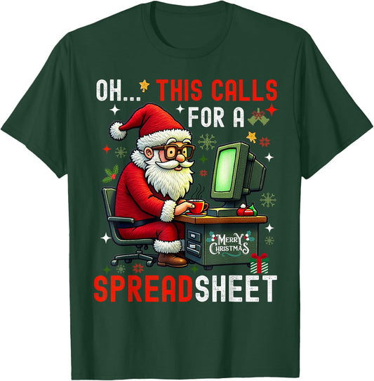 oh this calls for a spreadsheet,Santa analyst in christmas T-Shirt - T-Shirt | Forest
