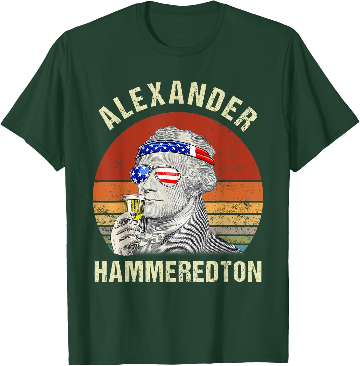 Vintage Alexander Hammeredton Hamiliton Patriotic July 4th Kids Men T-Shirt - T-Shirt | Forest