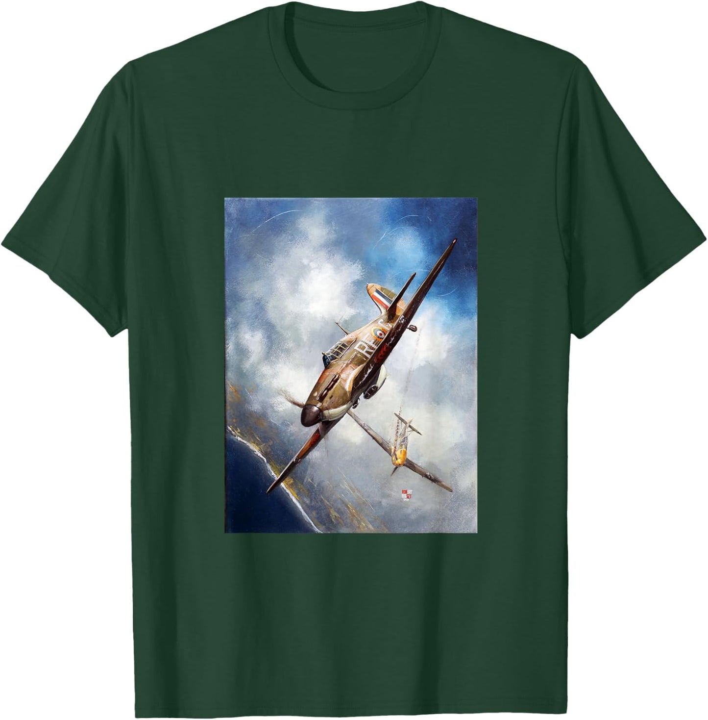 US Art Force LLC Hawker Hurricane Airplane Polish RAF Squadron 303 Black Small Classic Fit Short Sleeve T-Shirt - T-Shirt | Forest