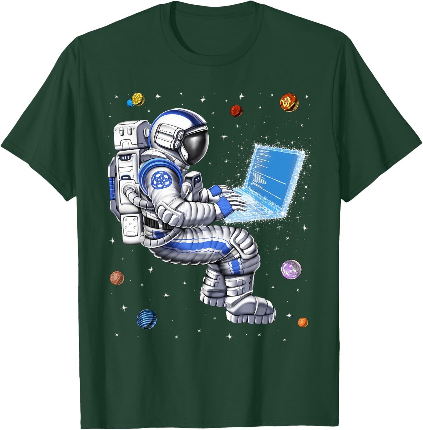 Astronaut Programmer Coding Software Developer Coder T-Shirt - T-Shirt | Forest