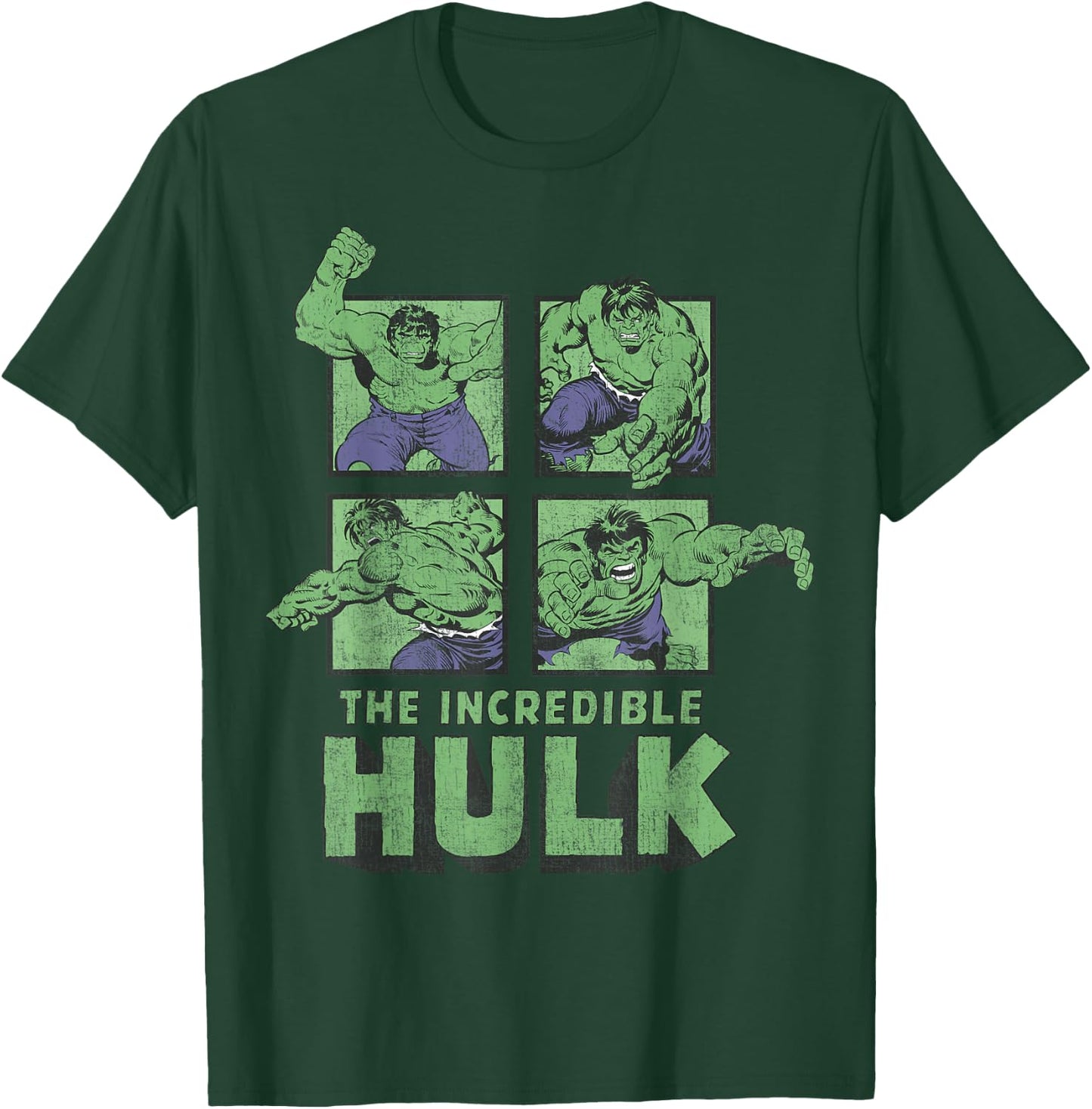 Marvel The Incredible Hulk Action Pose Squares Retro Poster T-Shirt - T-Shirt | Forest