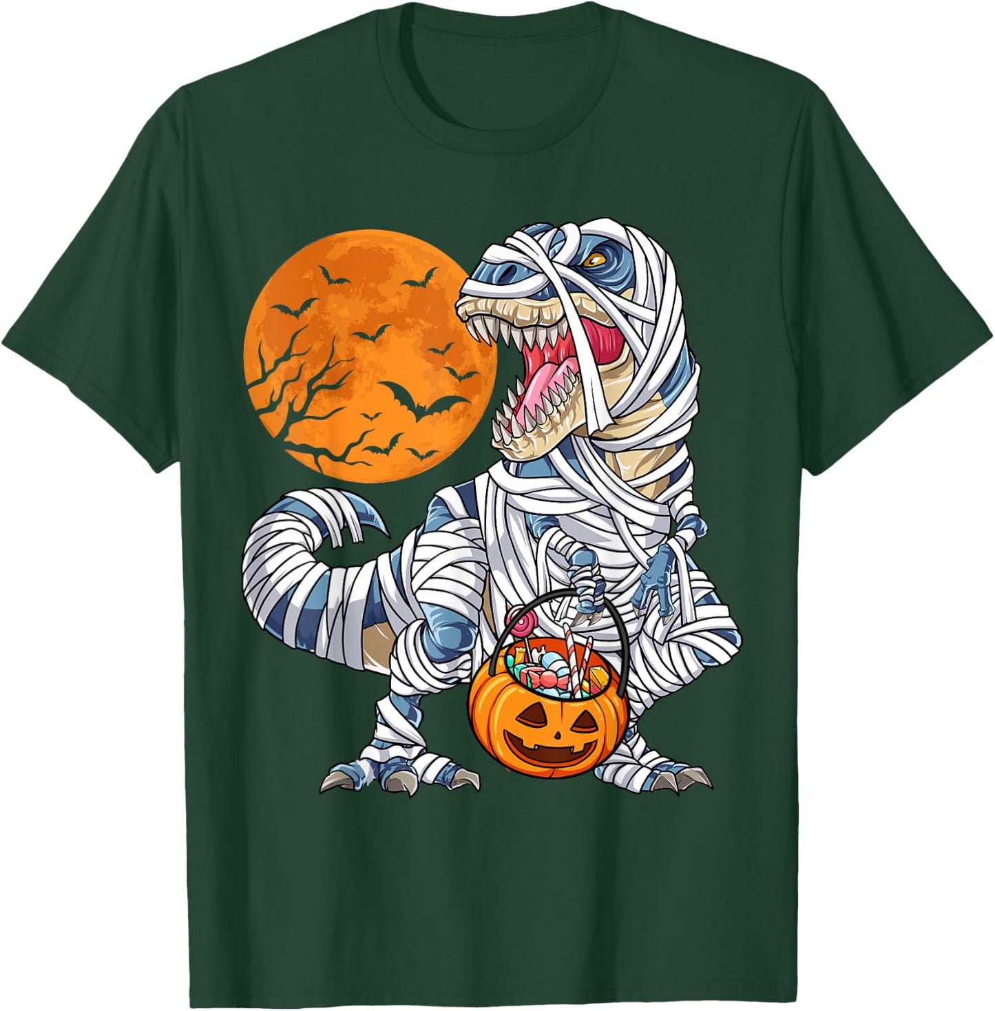 Halloween Shirts for Boys Men Dinosaur T rex Mummy Pumpkin T-Shirt - T-Shirt | Forest