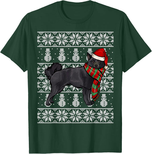 Santa Hat Xmas Schipperke Ugly Christmas T-Shirt - T-Shirt | Forest