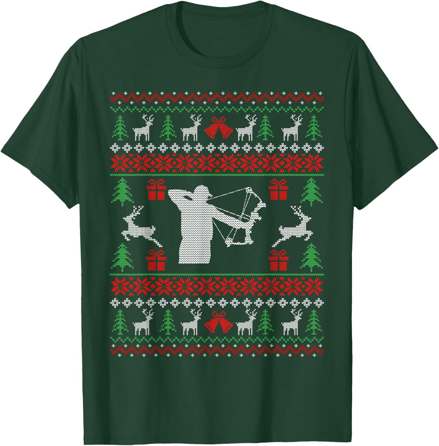 Christmas Gifts For Hunters Bow Hunting Ugly Christmas T-Shirt - T-Shirt | Forest