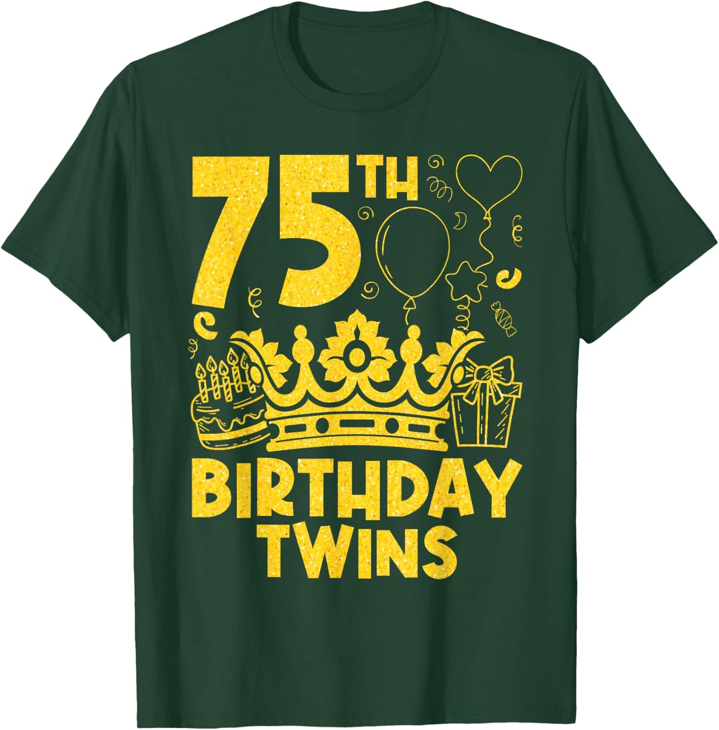 75th Birthday Twins 75 Years Old Twin Brother And Sister T-Shirt - T-Shirt | Forest
