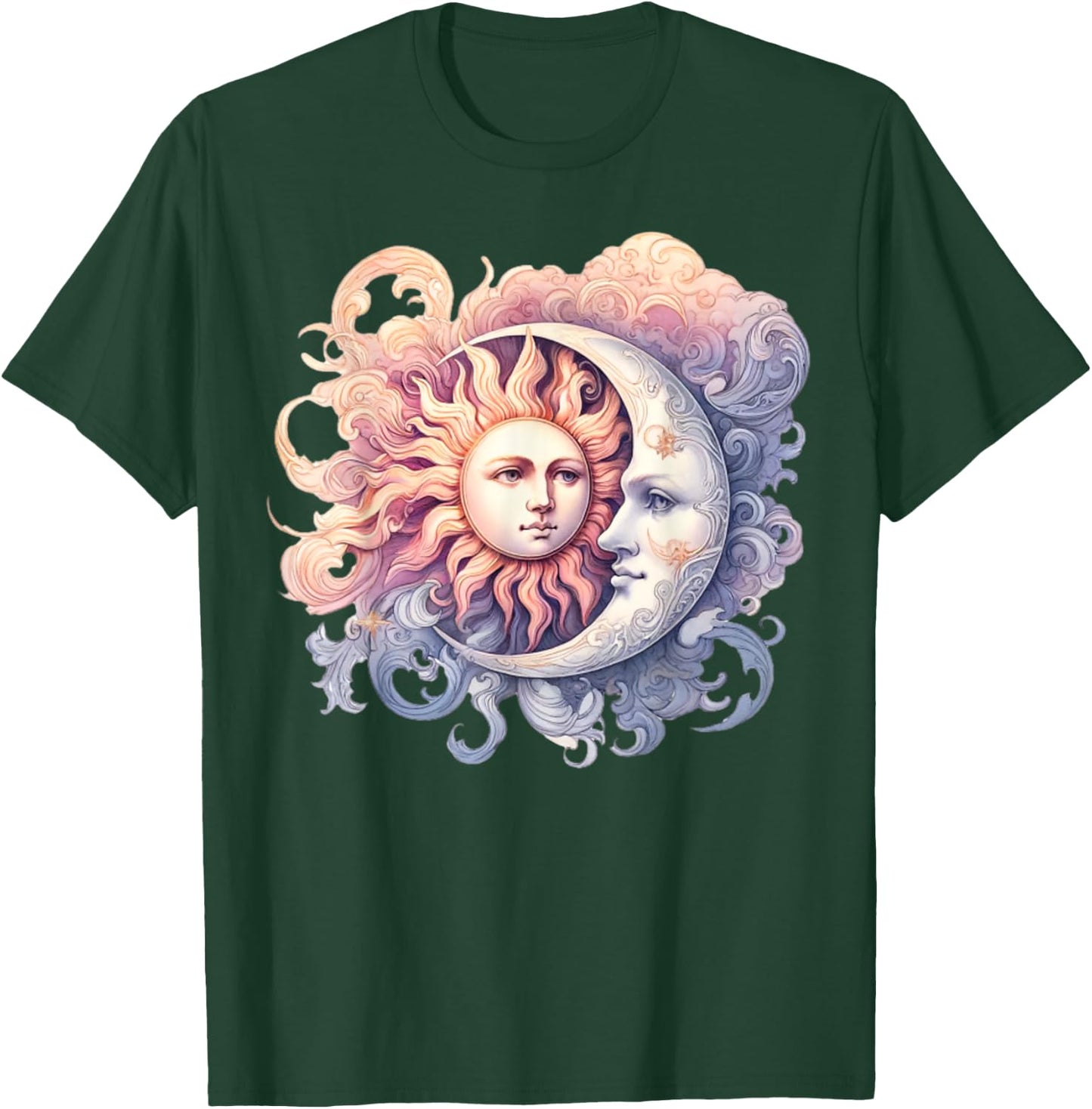 Mystic Sun and Moon Celestial Yin Yang Mystical Aesthetic T-Shirt - T-Shirt | Forest