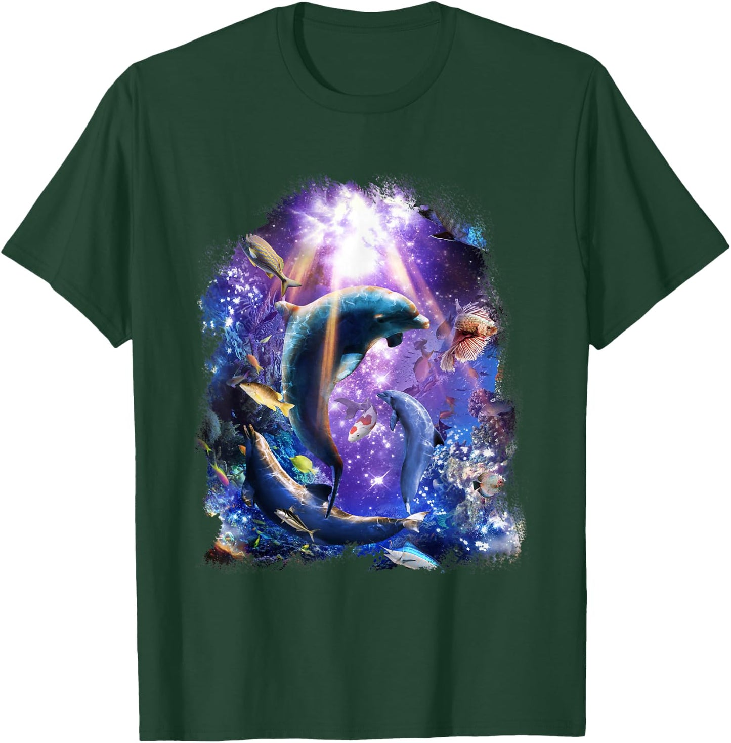 Galaxy Dolphin - Dolphins In Space T-Shirt - T-Shirt | Forest